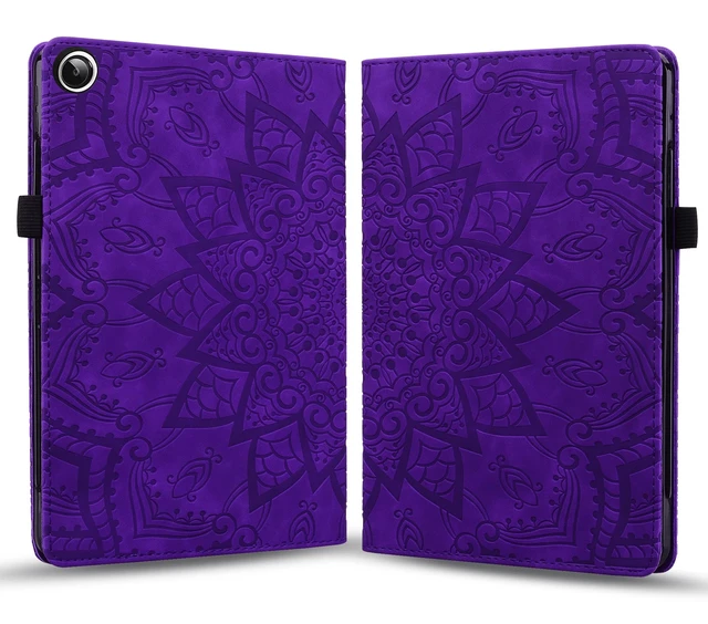 Alt view image 2 of 5 - Folio Case for Samsung Galaxy Tab A9+ 11" 2023 SM-X210/X216/X218, Techcircle Mandala Embossed PU Leather Stand Soft TPU Back Cover Slim Elastic Band Protective Case w/Card Slots+Pen Holder, Purp