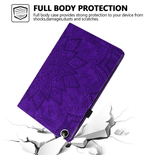 Alt view image 5 of 5 - Folio Case for Samsung Galaxy Tab A9+ 11" 2023 SM-X210/X216/X218, Techcircle Mandala Embossed PU Leather Stand Soft TPU Back Cover Slim Elastic Band Protective Case w/Card Slots+Pen Holder, Purp