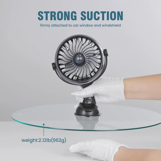 Alt view image 2 of 5 - Portable Car Fan with Strong Suction and 4 Speeds,USB Dashboard Cooling Air Wall Fan for Sedan SUV RV Auto Vehicles Home, Window, Windshield, Bathroom, 4.92ft Cord, 5V, Quiet, Bonus Aroma Function