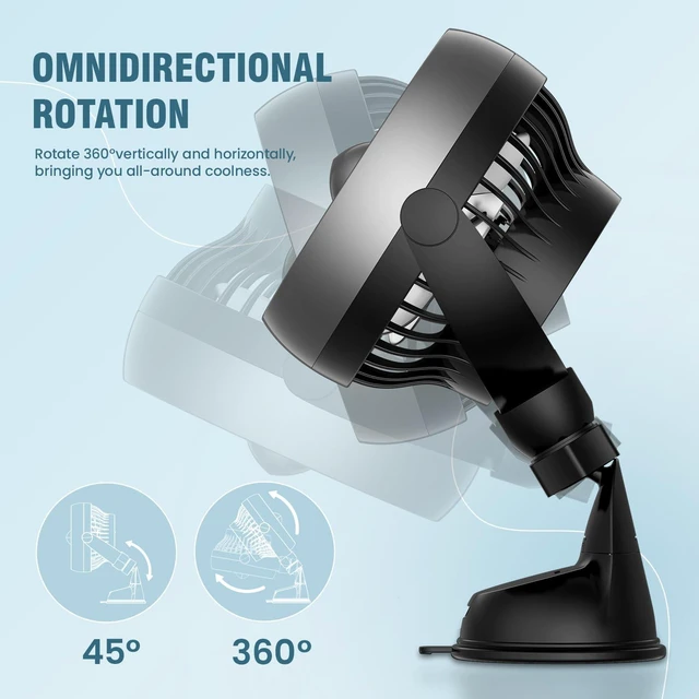 Alt view image 5 of 5 - Portable Car Fan with Strong Suction and 4 Speeds,USB Dashboard Cooling Air Wall Fan for Sedan SUV RV Auto Vehicles Home, Window, Windshield, Bathroom, 4.92ft Cord, 5V, Quiet, Bonus Aroma Function