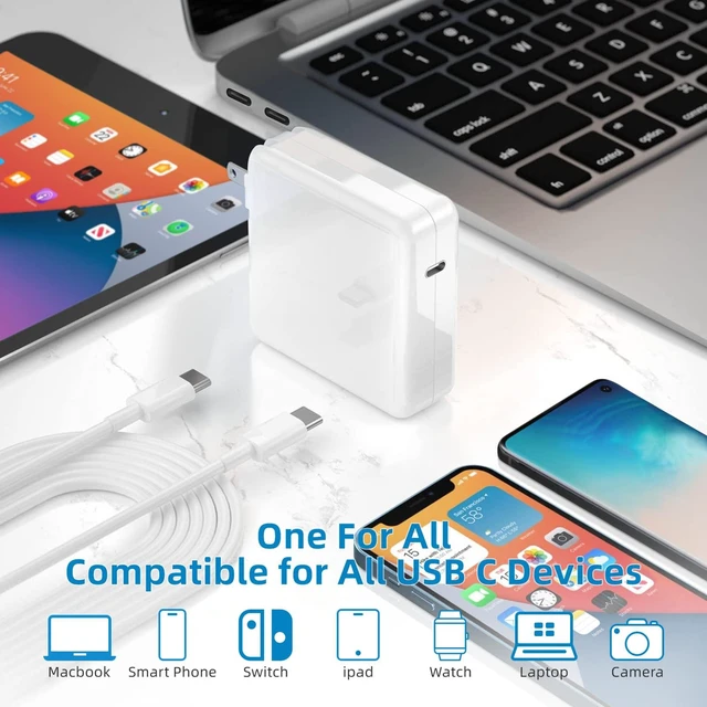 Alt view image 4 of 5 - Mac Book Pro Charger - 118W USB C Charger Fast Charger Compatible with MacBook Pro, MacBook Air, M1 M2 M3 M4 M5, iPad pro, Samsung Galaxy and All USB-C Devices, 6.6ft Cable