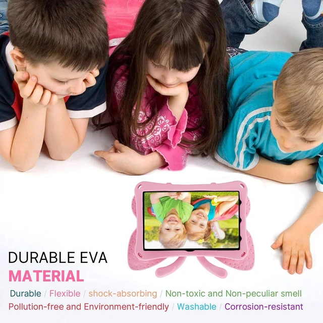 Alt view image 2 of 5 - Simicoo Kindle Fire HD 10 Kid Tablet Case 11th 13th Gen 2021 2023 10.1'' HD10 Cute Butterfly Kid-Pro Case with Stand Light EVA Rugged Shockproof Kid Friendly Full Cover for Kids Girl Toddler (Pink)