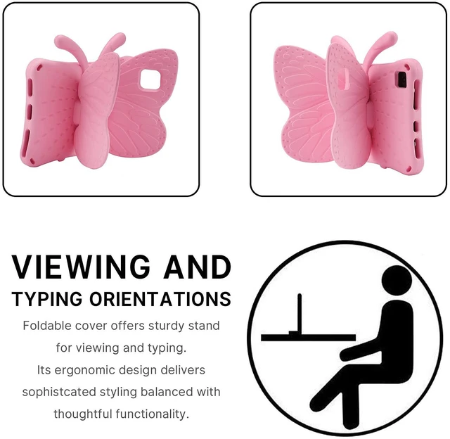 Alt view image 5 of 5 - Simicoo Kindle Fire HD 10 Kid Tablet Case 11th 13th Gen 2021 2023 10.1'' HD10 Cute Butterfly Kid-Pro Case with Stand Light EVA Rugged Shockproof Kid Friendly Full Cover for Kids Girl Toddler (Pink)