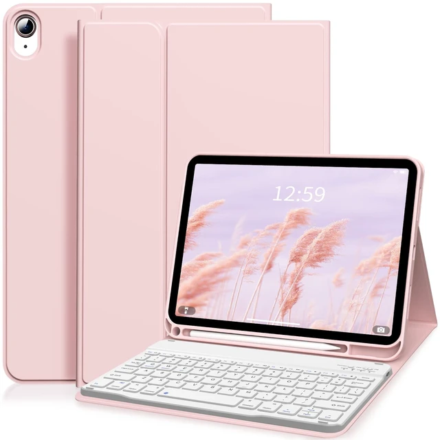 Main image of SQBEBS Case with Keyboard for iPad (A16) 11th/10th Generation 11 inch 2025/10.9 inch 2022, Detachable Bluetooth Keyboard, Stand Folio Keyboard Cover with Pencil Holder for iPad 10 Gen, Pink
