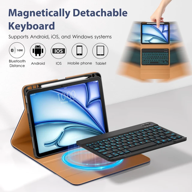 Alt view image 5 of 5 - DTTO Keyboard Case for iPad Air 11 Inch M4/M3/M2 (2026/2025/2024), Blue