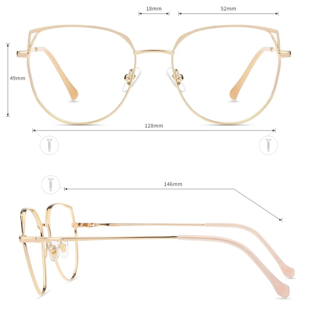 Alt view image 5 of 5 - Firmoo Blue Light Blocking Glasses for Woman, Cat Eye Anti Blue Light Computer Glasses for Screen Glare, Anti UV Fatigue Headache Glasses Black Gold