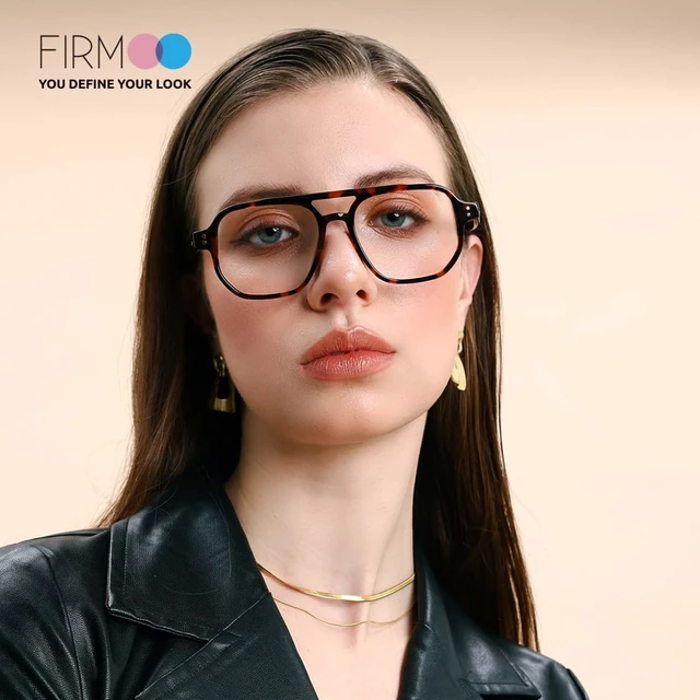 Alt view image 3 of 5 - Firmoo Aviator Blue Light Blocking Glasses for Men/Women, Square Computer Eyewear Anti Eye Strain Glasses, Black, JQ1001