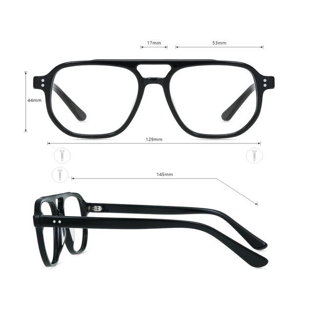 Alt view image 5 of 5 - Firmoo Aviator Blue Light Blocking Glasses for Men/Women, Square Computer Eyewear Anti Eye Strain Glasses, Black, JQ1001