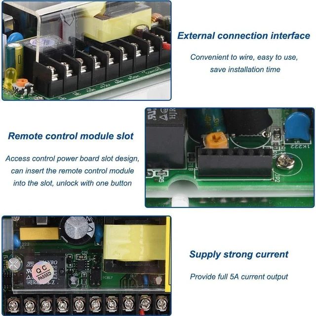 Alt view image 5 of 5 - Access Control System Power Supply, 110-240V AC to 12V DC 5A Switching Adapter with UPS Backup for Door Entry Systems