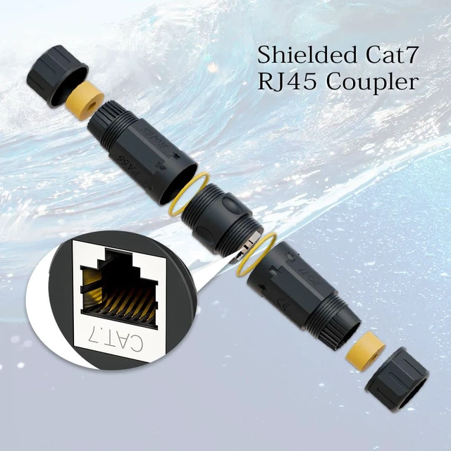 Alt view image 5 of 5 - FGB 10Gbps Cat7 Waterproof RJ45 Coupler Shielded, 6-Pack