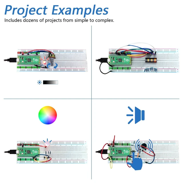 Alt view image 4 of 5 - Freenove Basic Starter Kit for Raspberry Pi Pico 2 (Included), Dual Arm Cortex-M33 and Dual Hazard3 RISC-V Microcontroller, 386-Page Detailed Tutorial, 142 Items, 55 Projects, Python C Code