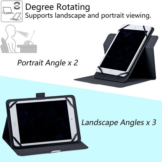 Alt view image 4 of 5 - Rossy Universal 10.0 Tablet Case, Universal Case for 9.6-10.5 Inch Android Tablet, Slim PU Leather Stand Folio Shell Cover with 360 Degree Rotatable Kickstand Multiple Viewing,Black Cat Flower