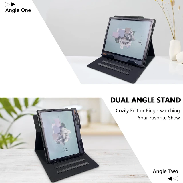 Alt view image 4 of 5 - E NET-CASE Case for 10.3" Boox Note Air4 C (2024)/Boox Note Air3 C/Air3 B/W Tablet (2023), New Upgraded Design 360 Degree Rotating Stand Cover with Pen Holder/Hand Strap, Auto Sleep/Wake (Black)