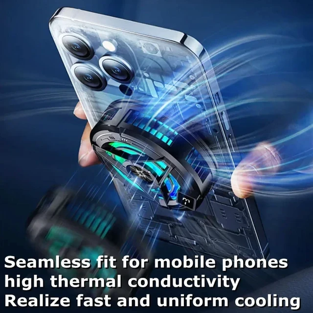 Alt view image 3 of 5 - Magnetic Cell Phone Cooler, Universal Cellphone Radiator with Removable Grip, AI Smart Temperature Control, Portable RGB Cooling Fan Compatible with iPhone/Android/Tablet/iPad (SL17) (SRGB)