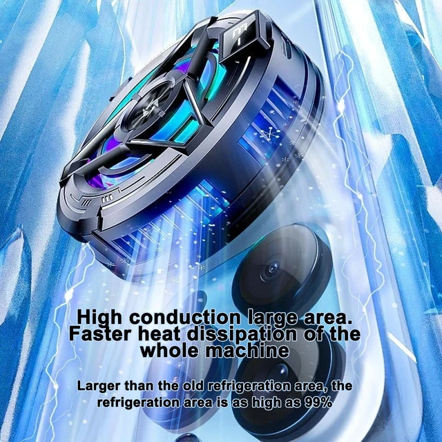 Alt view image 5 of 5 - Magnetic Cell Phone Cooler, Universal Cellphone Radiator with Removable Grip, AI Smart Temperature Control, Portable RGB Cooling Fan Compatible with iPhone/Android/Tablet/iPad (SL17) (SRGB)