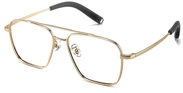 Main image of PRIVOZA Oversized Blue Light Blocking Glasses for Men Double Bridge Retro Metal Eyeglasses/Gaming Glasses UV400 Protection (Glod)