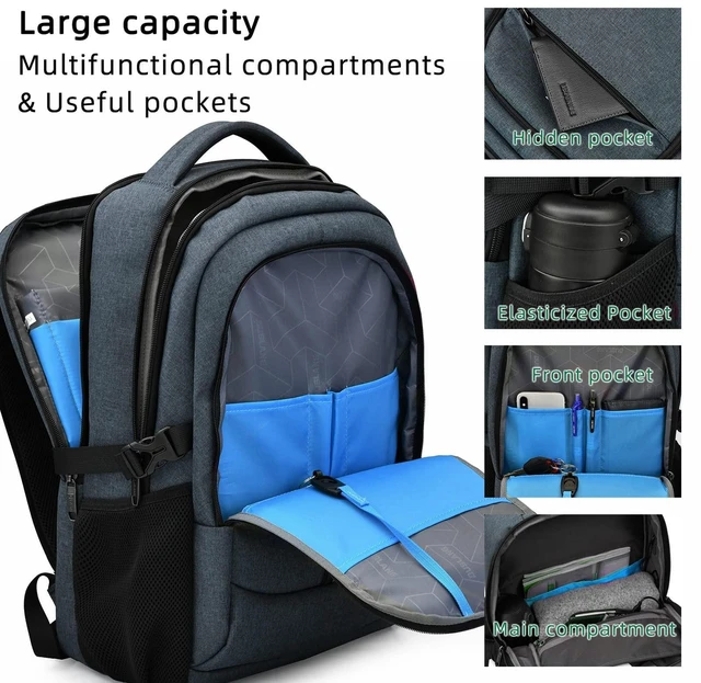 Alt view image 2 of 5 - DUSLANG 17 Inch Travel Laptop Backpack Water Resistant College Backpack for Men Laptop Bag with USB Charging Port,Dark Grey