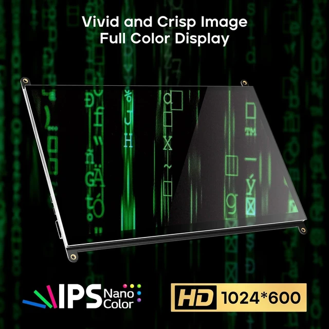 Alt view image 3 of 5 - ROADOM 10.1" Touchscreen Monitor, 1024x600 IPS Raspberry Pi Screen, HDMI