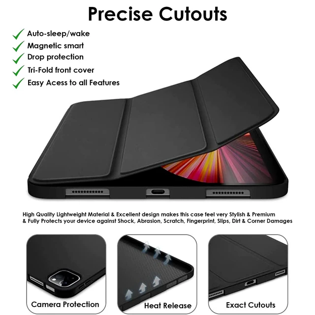 Alt view image 5 of 5 - DuraSafe Cases for iPad Pro 11 4th 3rd 2nd Gen Case A2759 MNXE3LL/A MNXD3LL/A A2435 MNXG3LL/A MNXF3LL/A MNXJ3LL/A MNXH3LL/A A2761 A2762 MNXN3LL/A MP553LL/A A2377 MHQR3LL/A MHQT3LL/A A2228 - Black