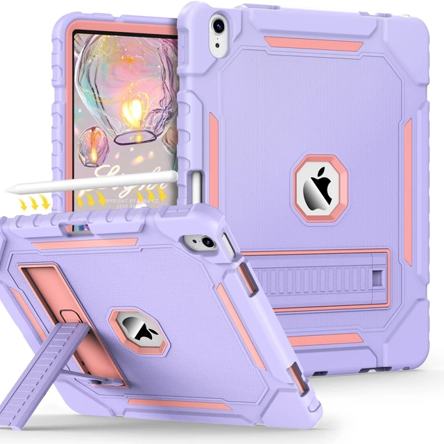 Main image of Grifobes Case for iPad Air 13-inch (M4/M3/M2) 2026/2025/2024, Heavy Duty Shockproof Rugged Protective Cover with Pencil Holder/Built-in Stand for i Pad Air 13" (Purple)