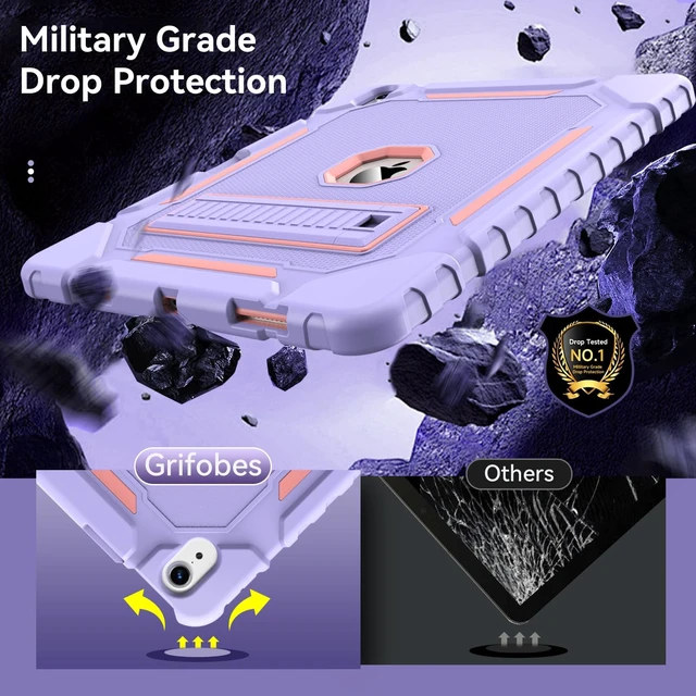 Alt view image 5 of 5 - Grifobes Case for iPad Air 13-inch (M4/M3/M2) 2026/2025/2024, Heavy Duty Shockproof Rugged Protective Cover with Pencil Holder/Built-in Stand for i Pad Air 13" (Purple)