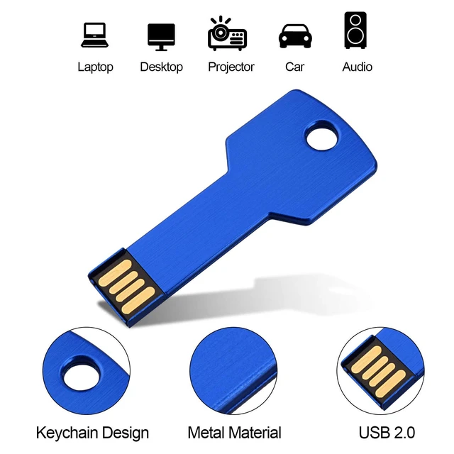 Alt view image 2 of 5 - RAOYI 10 Pack 32GB USB Flash Drive USB 2.0 Metal Key Shape Memory Stick Thumb Drive Pen Drive-Blue