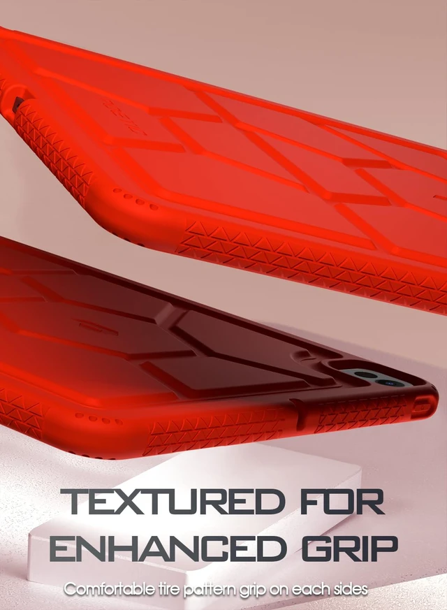 Alt view image 5 of 5 - Poetic TurtleSkin Case for iPad Pro 13 Inch (M5) 2025 / (M4) 2024, Heavy Duty Shockproof Rugged Kids Friendly Drop Protection Silicone Cover Case, Red