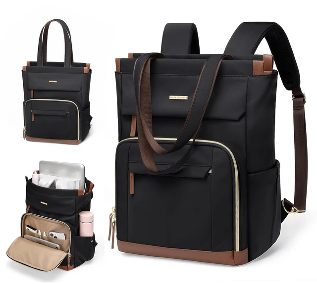 Main image of GOLF QUALITY Convertible Daypack Laptop Backpack for Women Men Carry on Tote Backpack Bookbag for College Work Nurse Travel,16Inch,Black