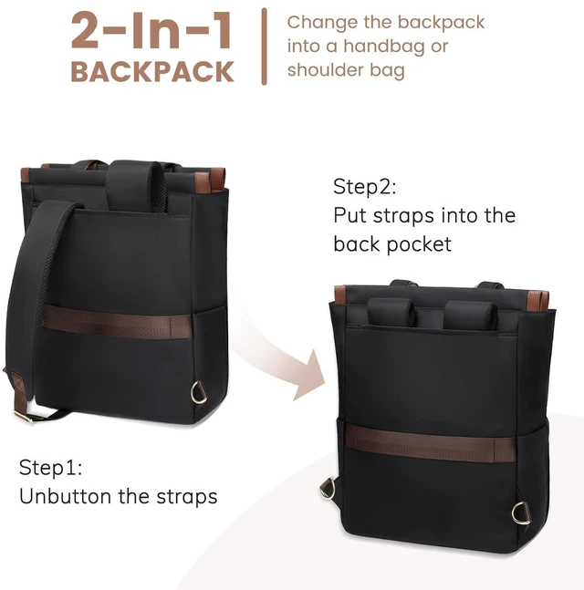 Alt view image 2 of 5 - GOLF QUALITY Convertible Daypack Laptop Backpack for Women Men Carry on Tote Backpack Bookbag for College Work Nurse Travel,16Inch,Black