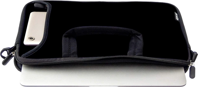 Alt view image 4 of 5 - RICHEN 14 15 15.4 15.6 inch Laptop Shoulder Bag Messenger Bag Notebook Handle Sleeve Neoprene Carrying Case with Accessories Pocket (14-15.6 inch, Pure Black)