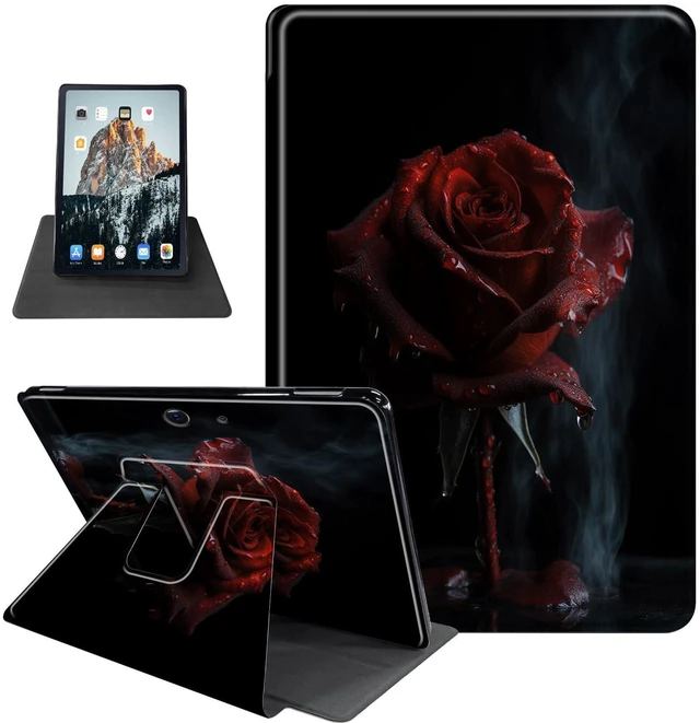 Main image of for Microsoft Surface Pro 7/Pro 6/Pro 5/Pro 4 Case with Soft TPU Buffer, PU Leather Cover, 360 Swivel Stand, Auto Wake/Sleep, Shockproof Cool for Surface Pro Case, Roses in The Rain