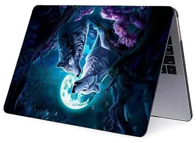 Alt view image 3 of 5 - Goodsprout Computer Case for MacBook Air 13.6 Inch White Wolf Moonlight Snuggle Colorful Pattern Black Release 2022 Model A2681/A3240 Hard Shell Case Compatible with MacBook Air 13.6 Inch