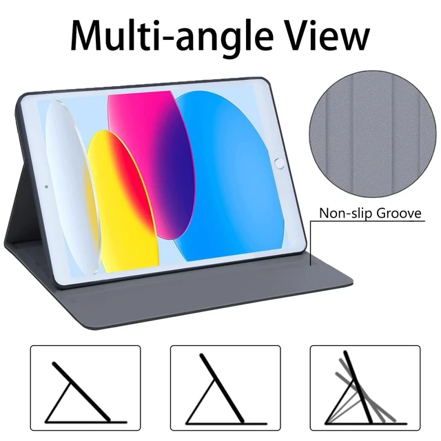 Alt view image 3 of 5 - Case for Samsung Galaxy Tab S8 Plus 2022/S7 FE 2021/S7 Plus 2020 12.4 inch, Ultra-Thin Multi-Angle Bracket Full Body Case with Wake/Sleep Function - French Bulldogs