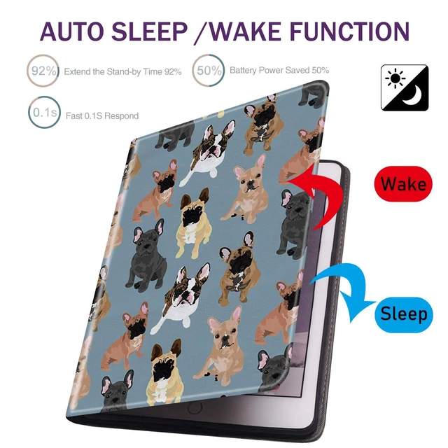 Alt view image 4 of 5 - Case for Samsung Galaxy Tab S8 Plus 2022/S7 FE 2021/S7 Plus 2020 12.4 inch, Ultra-Thin Multi-Angle Bracket Full Body Case with Wake/Sleep Function - French Bulldogs