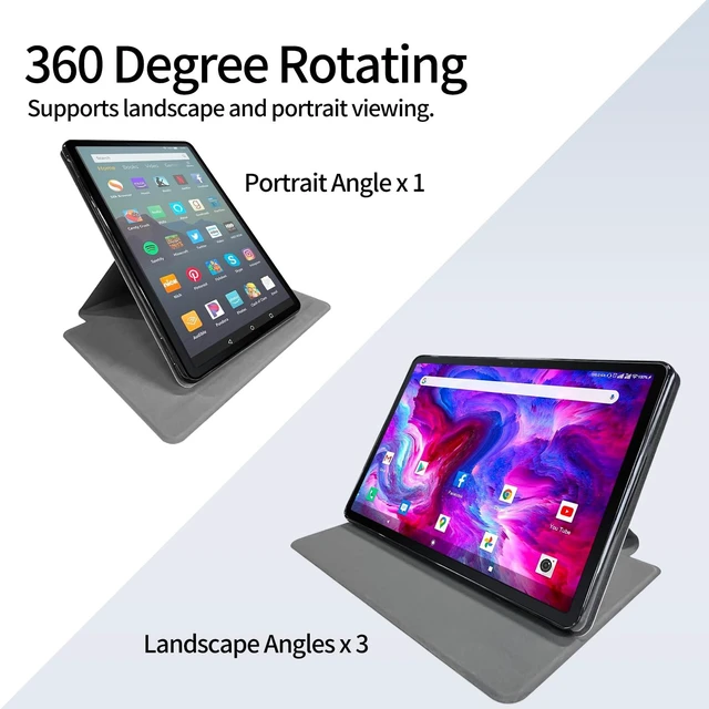 Alt view image 4 of 5 - Case for All-New Fire HD 10 Tablet (13th Generation 10.1", 2023 Release)- 360 Degree Rotating Multi-Angle Viewing Protective Cover with Auto Sleep/Wake-Reading Cat