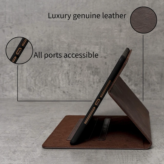 Alt view image 4 of 5 - Porter Riley - Leather Case for iPad 10.2" 9th, 8th Gen and 7th Gen. Premium Genuine Leather Stand/Cover/Flip Case (Chocolate Brown)