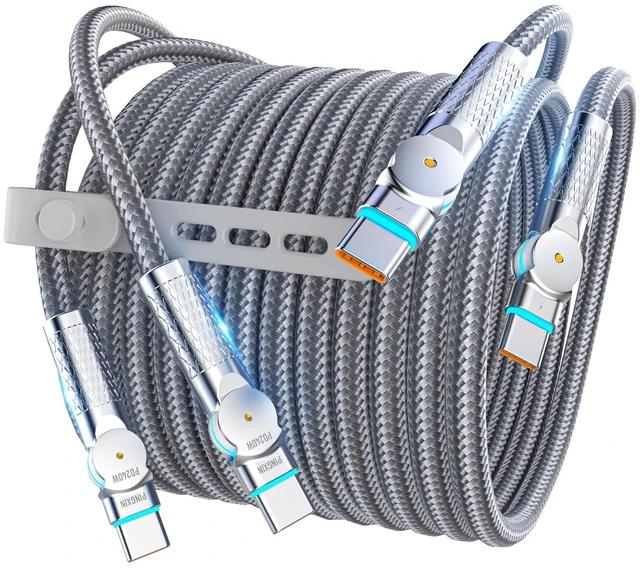 Main image of USB C to USB C Cable10ft,240W 2-Pack Braided 180Rotating Type C Charging CableFast Charge for iPhone 16/16Pro/16Plus/16ProMax,MacBook Air,iPad Pro,Pixel,Samsung Galaxy S23/S24 Ultra-Light Grey