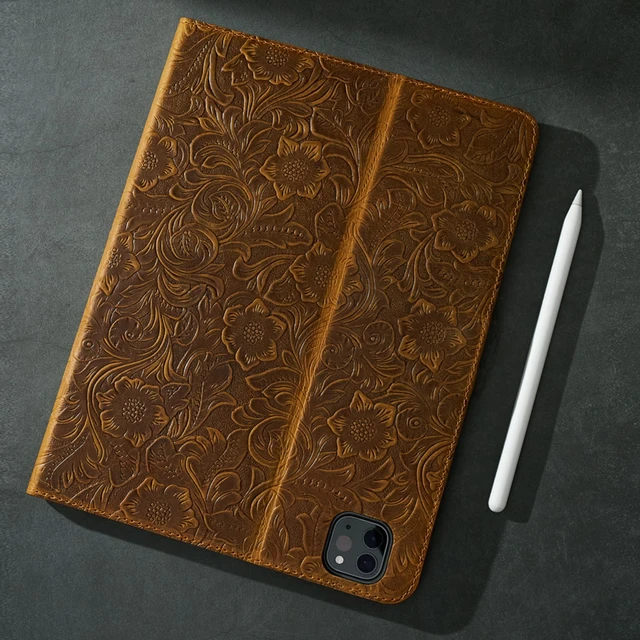 Alt view image 4 of 5 - Gexmil Leather Case for iPad Pro 11 Inch M5/M4 2025/2024,Brown Floral