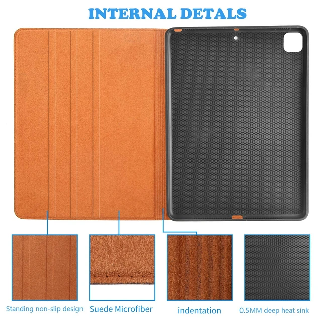 Alt view image 5 of 5 - Gexmil Leather Case for iPad Pro 11 Inch M5/M4 2025/2024,Brown Floral