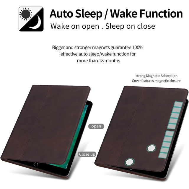 Alt view image 4 of 5 - Gexmil Case for iPad mini 7.9 Inch,5th/4th/3rd/2nd/1st Generation(2019/2015/2014/2013/2012) Genuine Leather Cover Anti Slip,Cowhide Folio Cover Auto Sleep/Wake with Adjustable Stand,Sand Dark Brown