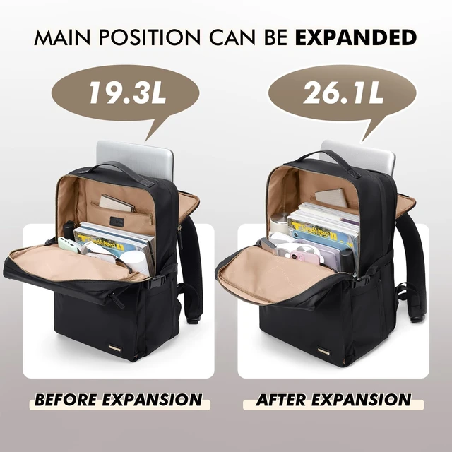 Alt view image 2 of 5 - GOLF SUPAGS Stylish Laptop Backpack for Women Airline Approved Perfect for Work College and Travel Multi-Functional Casual Daypack Fits 17.3 Inch Notebook (Black)