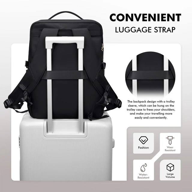 Alt view image 5 of 5 - GOLF SUPAGS Stylish Laptop Backpack for Women Airline Approved Perfect for Work College and Travel Multi-Functional Casual Daypack Fits 17.3 Inch Notebook (Black)