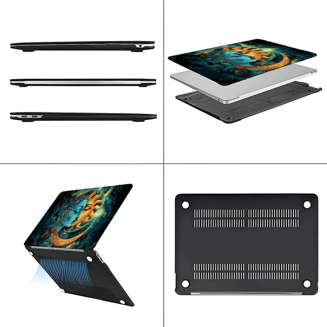 Alt view image 5 of 5 - Goodsprout Computer Case for MacBook Air 13.6 Inch Moon Sun Superimposed Colorful Pattern Black Release 2022 Model A2681/A3240 Hard Shell Case Compatible with MacBook Air 13.6 Inch