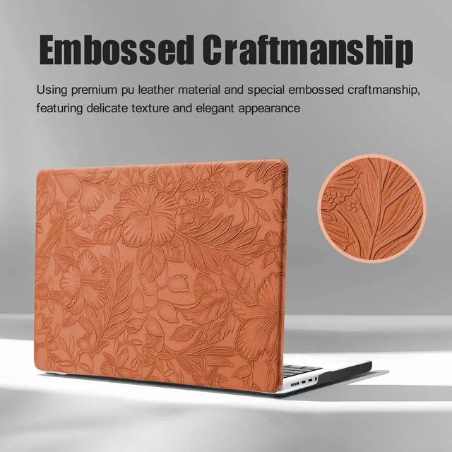 Alt view image 3 of 5 - Floral Case for MacBook Pro 16 inch M5 2026-2021 M4 M3 M2 M1 Pro Max, Brown