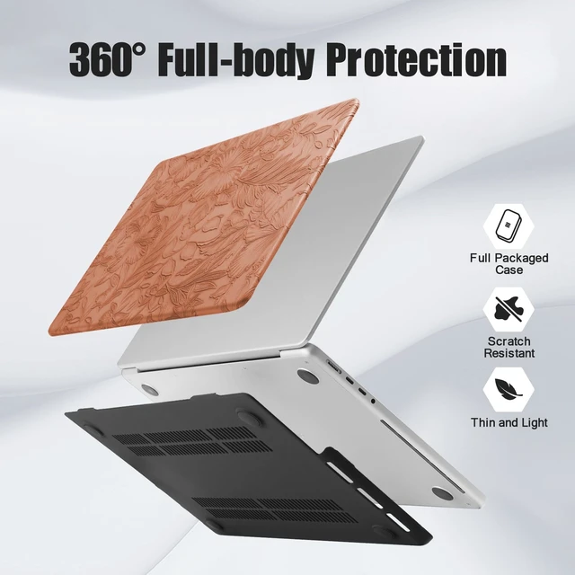 Alt view image 4 of 5 - Floral Case for MacBook Pro 16 inch M5 2026-2021 M4 M3 M2 M1 Pro Max, Brown