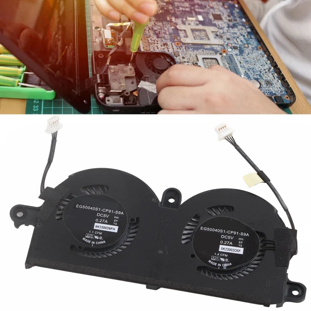 Alt view image 4 of 5 - CPU & GPU Cooling Fan Assembly, Small Portable Laptop CPU Cooling Fan 4 Pin Power Connector for de 11 XPS 13 9370 9380 0980WH 980WH ND55C19 16M01