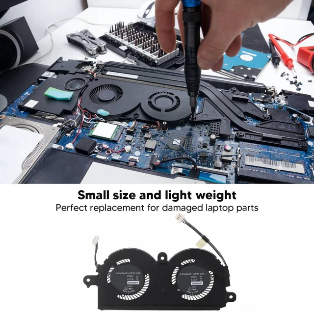 Alt view image 3 of 5 - CPU & GPU Cooling Fan Assembly, Small Portable Laptop CPU Cooling Fan 4 Pin Power Connector for de 11 XPS 13 9370 9380 0980WH 980WH ND55C19 16M01