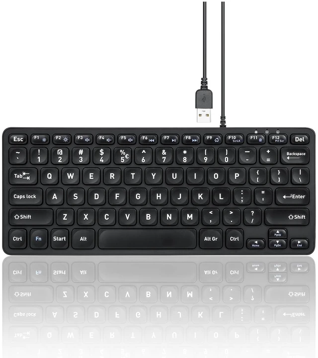 Main image of Perixx PERIBOARD-432 Wired Mini USB Keyboard - X Type Scissor Keys - Big Print Keys - US English, Black