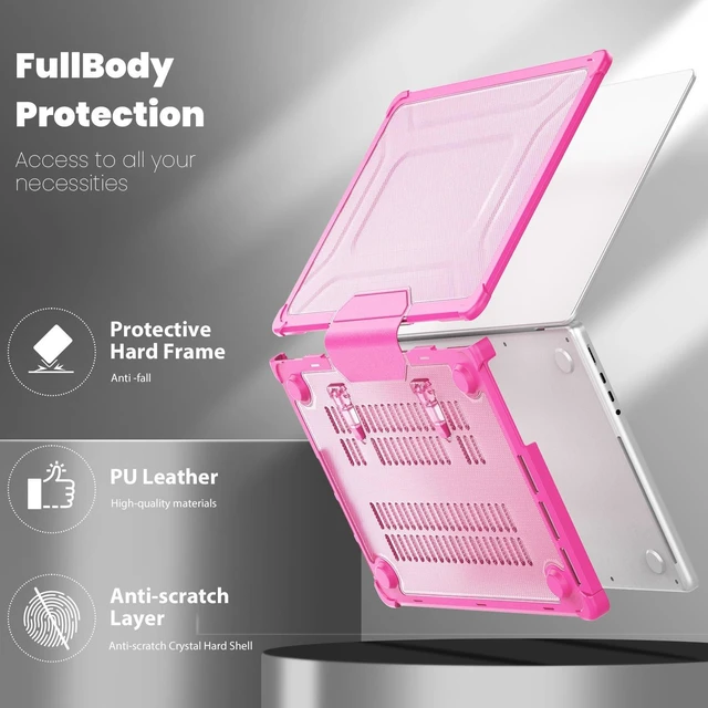 Alt view image 3 of 5 - Rugged Case for MacBook Pro 16 inch M5 2026-2021 M4 M3 M2 M1 Pro Max, Pink
