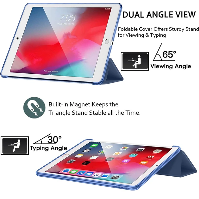 Alt view image 4 of 5 - DuraSafe Cases for iPad Pro 12.9 3rd Gen 2018 Transparent Back Case A1876 MTEL2LL/A MTEM2LL/A A2014 MTFN2LL/A MTFL2LL/A MTFP2LL/A MTFQ2LL/A A1983 MTHN2LL/A MTHU2LL/A MTJA2LL/A MTJ02LL/A - Navy Blue